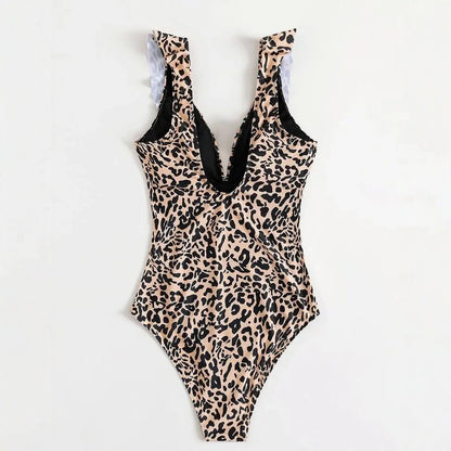 Muschibitch Leopard American Style  Badeanzug mit Volants figurformend