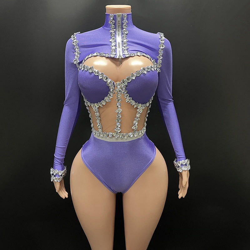 Muschibitch Strass Bodysuit Damen Socialite Swimwear Jumpsuit