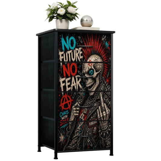 Punk Kommode Schubladenschrank NO FUTURE NO FEAR Designer Möbel, Alternative Dresser