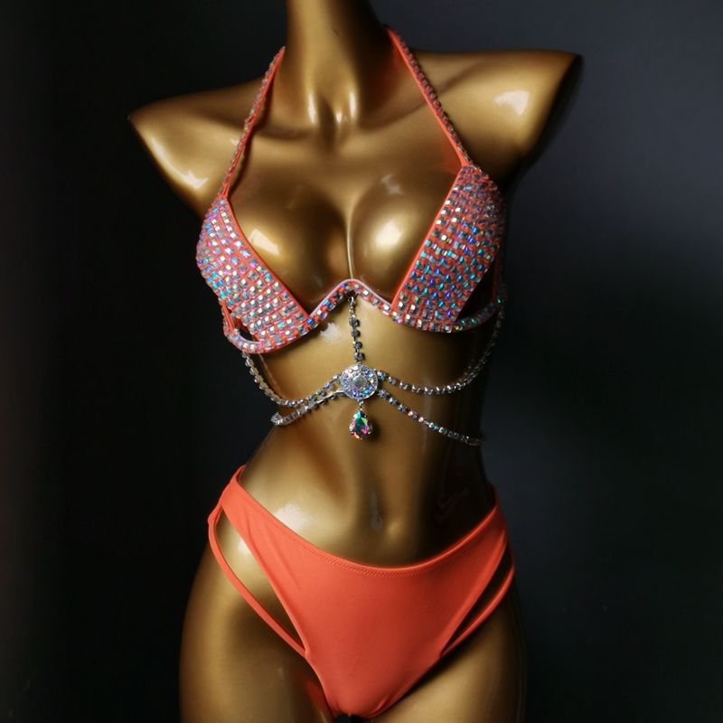 Muschibitch Strass Bikini Damen mit Hard Cup & Tassel Glam Set