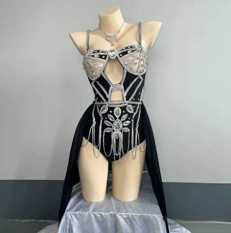 Muschibitch Exklusive Strass Bikini Set Damen Showgirl Luxus Glamour Outfit