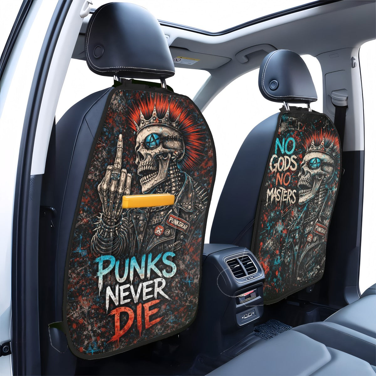 Punk Auto Sitzschutz 2er Set Rückenlehnenschutz, Auto Organizer Autositzschutz