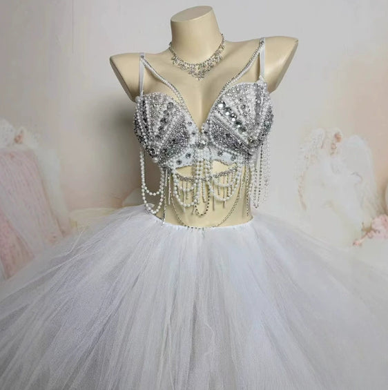 Muschibitch Exklusive Strass Bikini Set Damen Showgirl Luxus Glamour Outfit