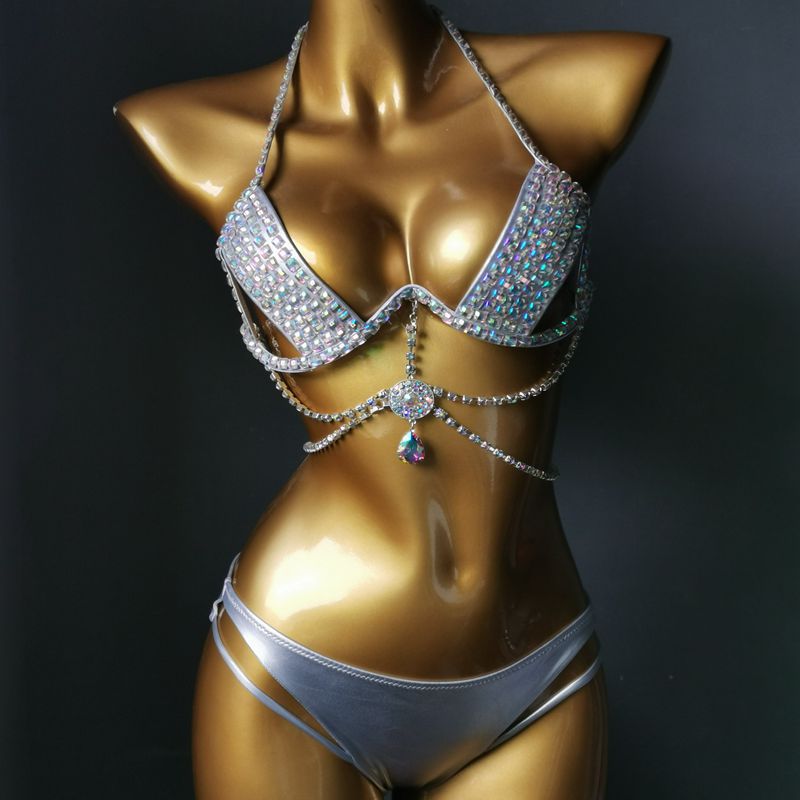 Muschibitch Strass Bikini Damen mit Hard Cup & Tassel Glam Set