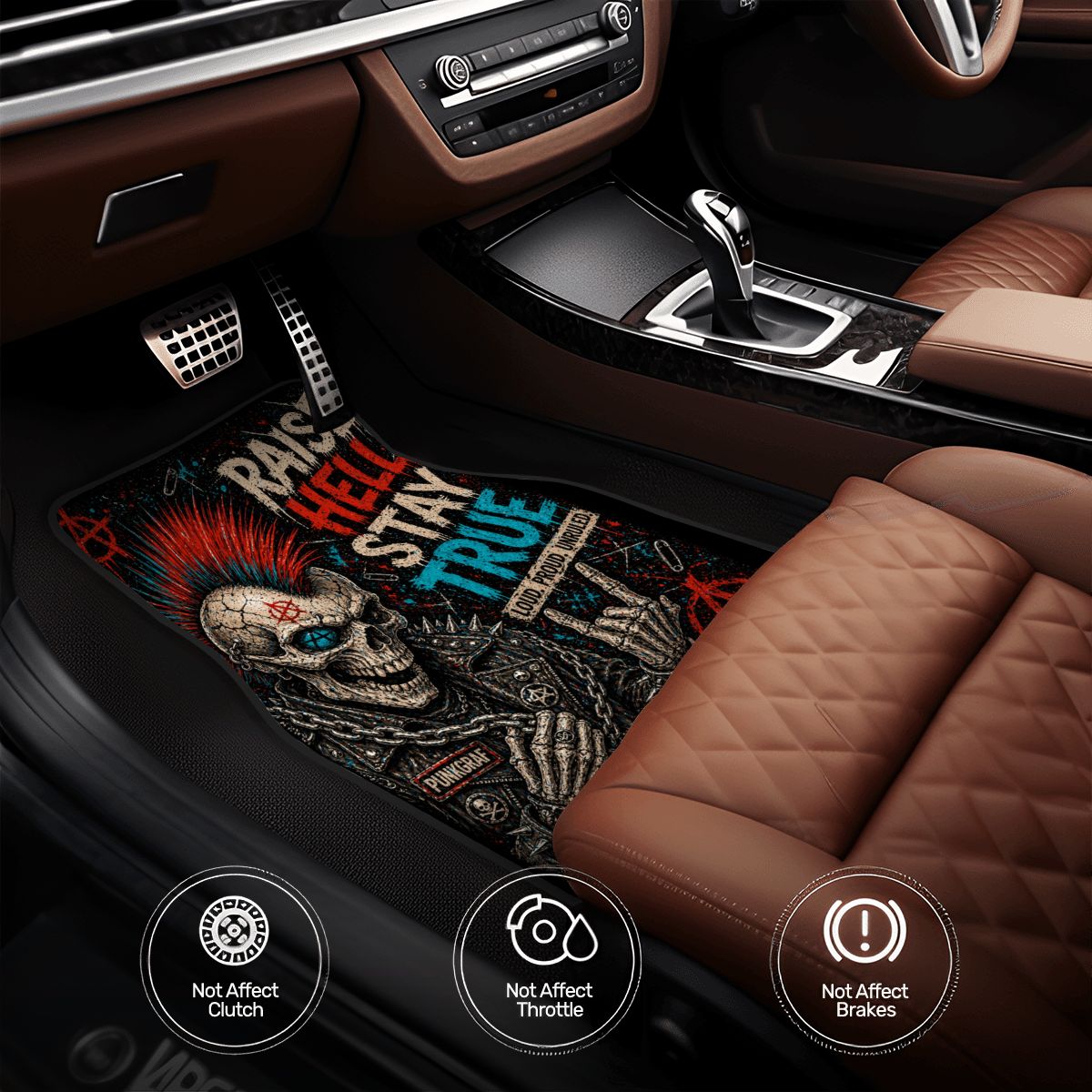 Punk Auto Fußmatten, Punkgraf Automatten Set NO GODS NO MASTERS Fußmatten, 4-teiliges Car Mat Set