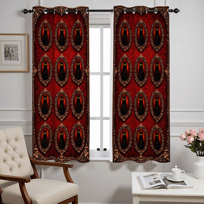 Gothic Vorhang Set, Blackout Curtains Gardinen, rote Barock Verdunkelungsvorhänge, Dark Decor