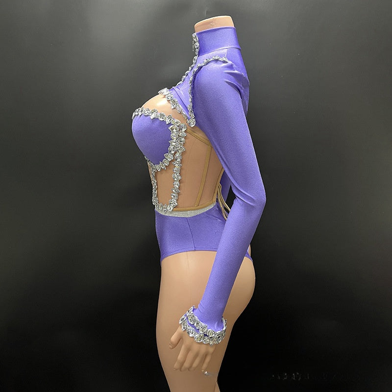 Muschibitch Strass Bodysuit Damen Socialite Swimwear Jumpsuit