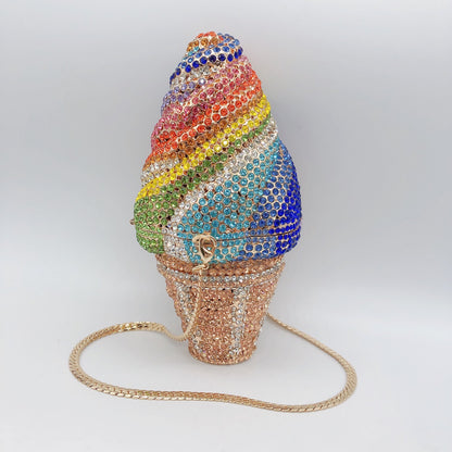 Muschibitch Crystal Ice Cream Clutch – Rhinestone Luxury Evening Bag