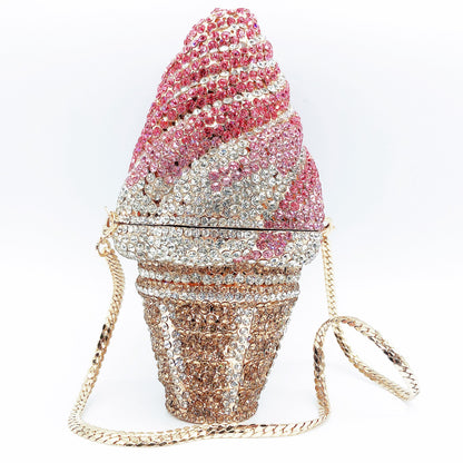 Muschibitch Crystal Ice Cream Clutch – Rhinestone Luxury Evening Bag