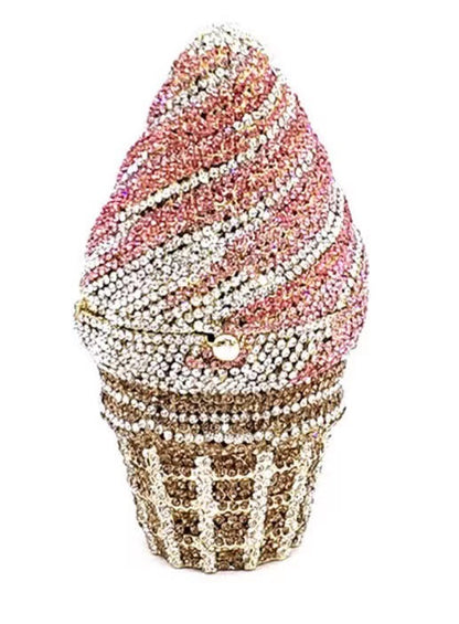 Muschibitch Crystal Ice Cream Clutch – Rhinestone Luxury Evening Bag