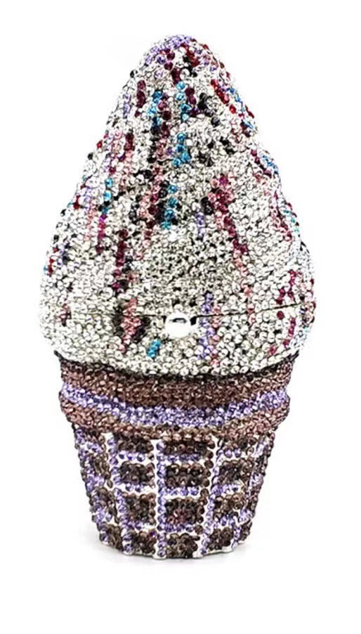 Muschibitch Crystal Ice Cream Clutch – Rhinestone Luxury Evening Bag