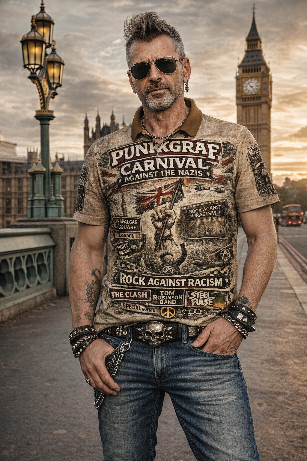 Rock Against Racism Polo Shirt, Carnival Against the Nazis, London 1978 Trafalgar Square Victoria Park, Punk Reggae Unity