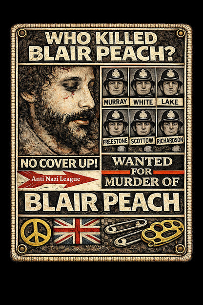 Blair Peach Remember Shirt, Southall 1979 Protest Collage AOP Handmade Print, West London Anti Nazi Rassismus Shirt, Unity Against Racism