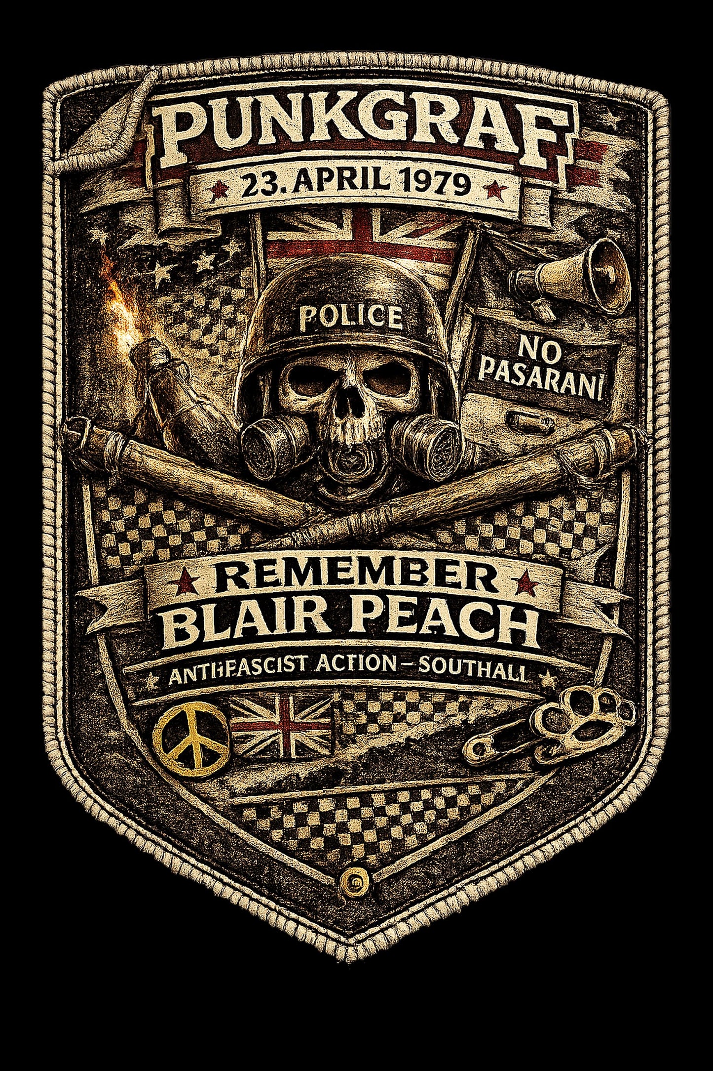 Blair Peach Remember Shirt, Southall 1979 Protest Collage AOP Handmade Print, West London Anti Nazi Rassismus Shirt, Unity Against Racism