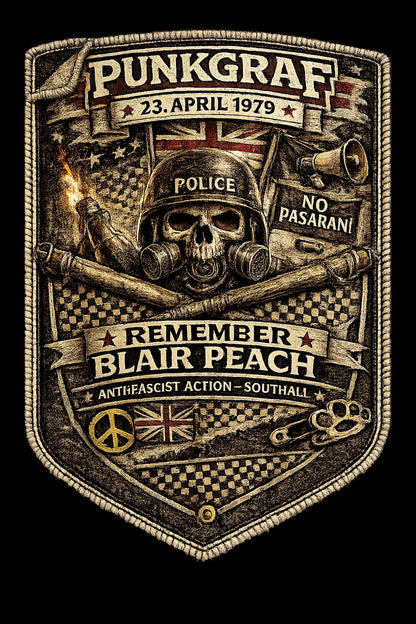 Blair Peach Remember Shirt, Southall 1979 Protest Collage AOP Handmade Print, West London Anti Nazi Rassismus Shirt, Unity Against Racism