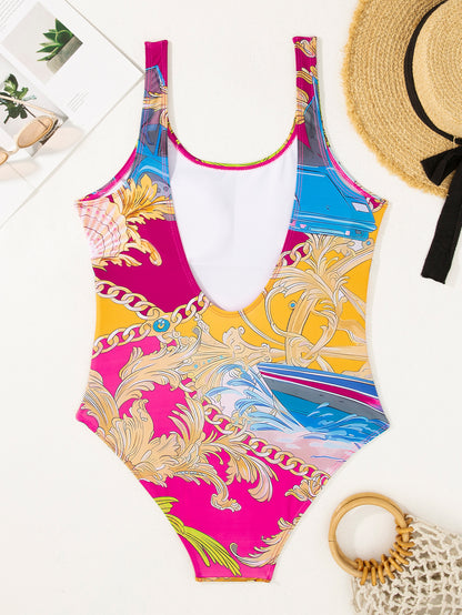 Muschibitch Mediterraner Badeanzug Set Damen mit Pareo Print Beachwear