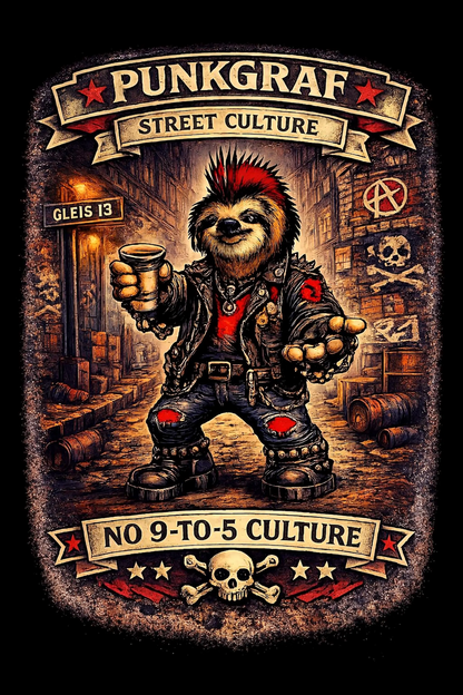 Faultier Punk Polo AOP Herren-Polo-Shirt für Schmarotzer, Schnorrer und Bügergeld-Empfänger mit Anti Arbeit Statement, No 9-to-5 Streetwear