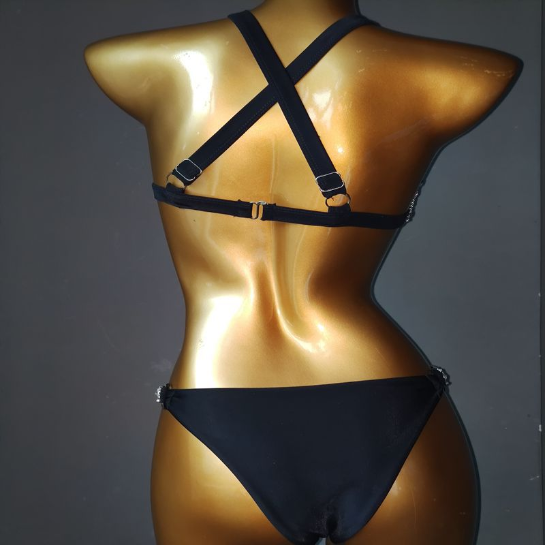 Muschibitch Diamond Bikini, Luxus Strass Bikini Swimwear, sexy Glitzer Bademode