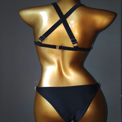 Muschibitch Diamond Bikini, Luxus Strass Bikini Swimwear, sexy Glitzer Bademode