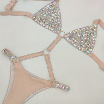 Muschibitch Diamond Bikini, Luxus Strass Bikini Swimwear, sexy Glitzer Bademode