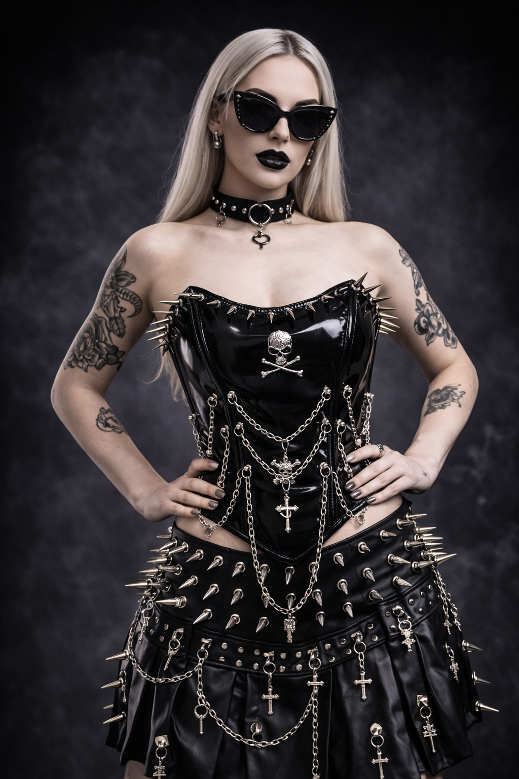 Punkgräfin Bustier Top – Gothic Punk Y2K Skull Tank Velvet Violence