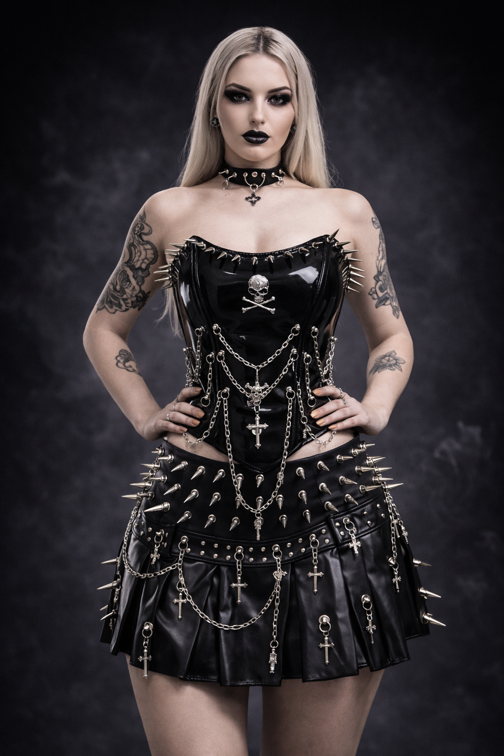 Punkgräfin Bustier Top – Gothic Punk Y2K Skull Tank Velvet Violence