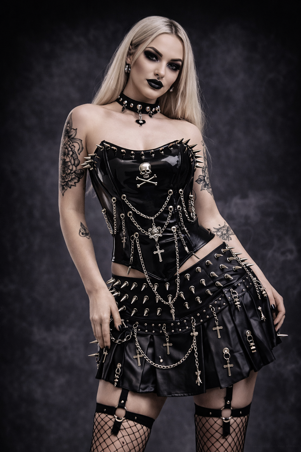 Punkgräfin Bustier Top – Gothic Punk Y2K Skull Tank Velvet Violence