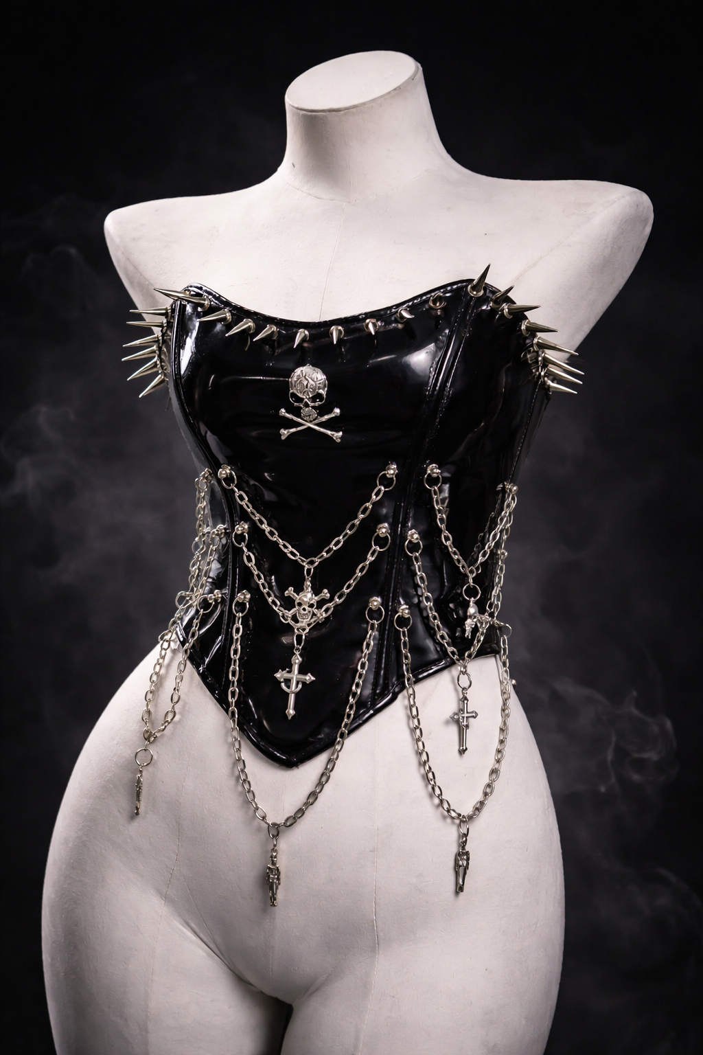 Punkgräfin Bustier Top – Gothic Punk Y2K Skull Tank Velvet Violence