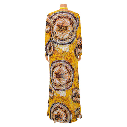 Muschibitch Barock Beachwear Badeanzug Set, Luxury Sexy Hollow Print Long Sleeve Shawl Resort Outfit