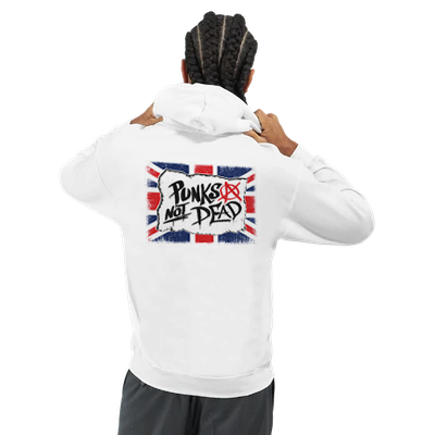 Punks Not Dead Punk Hoodie Weiß, Punkgraf Union Jack Streetwear