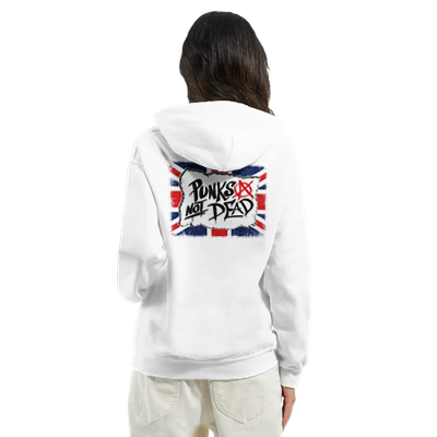 Punks Not Dead Punk Hoodie Weiß, Punkgraf Union Jack Streetwear