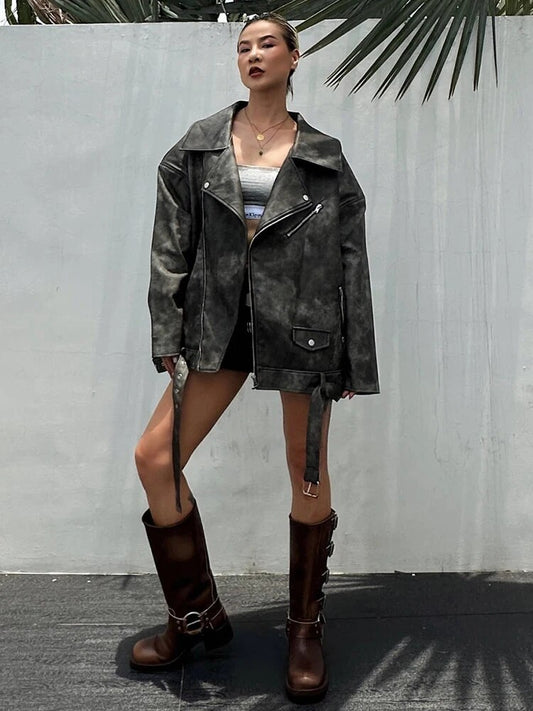 Punkgräfin Rebel Vegan Leather Biker Jacket – Oversized Gothic Lederjacke